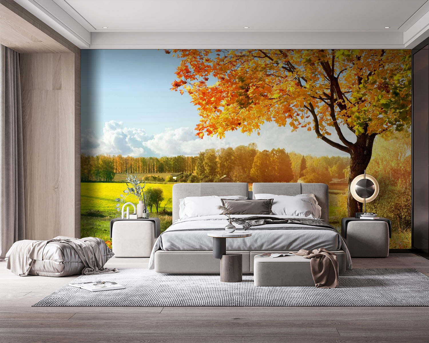 u57294pib114m - Strom s oranžovými listami na poli - tegory