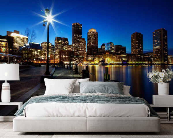 Fototapety Fototapety Panoráma mesta v noci s vodnou plochou (Katalógové číslo: u54624)