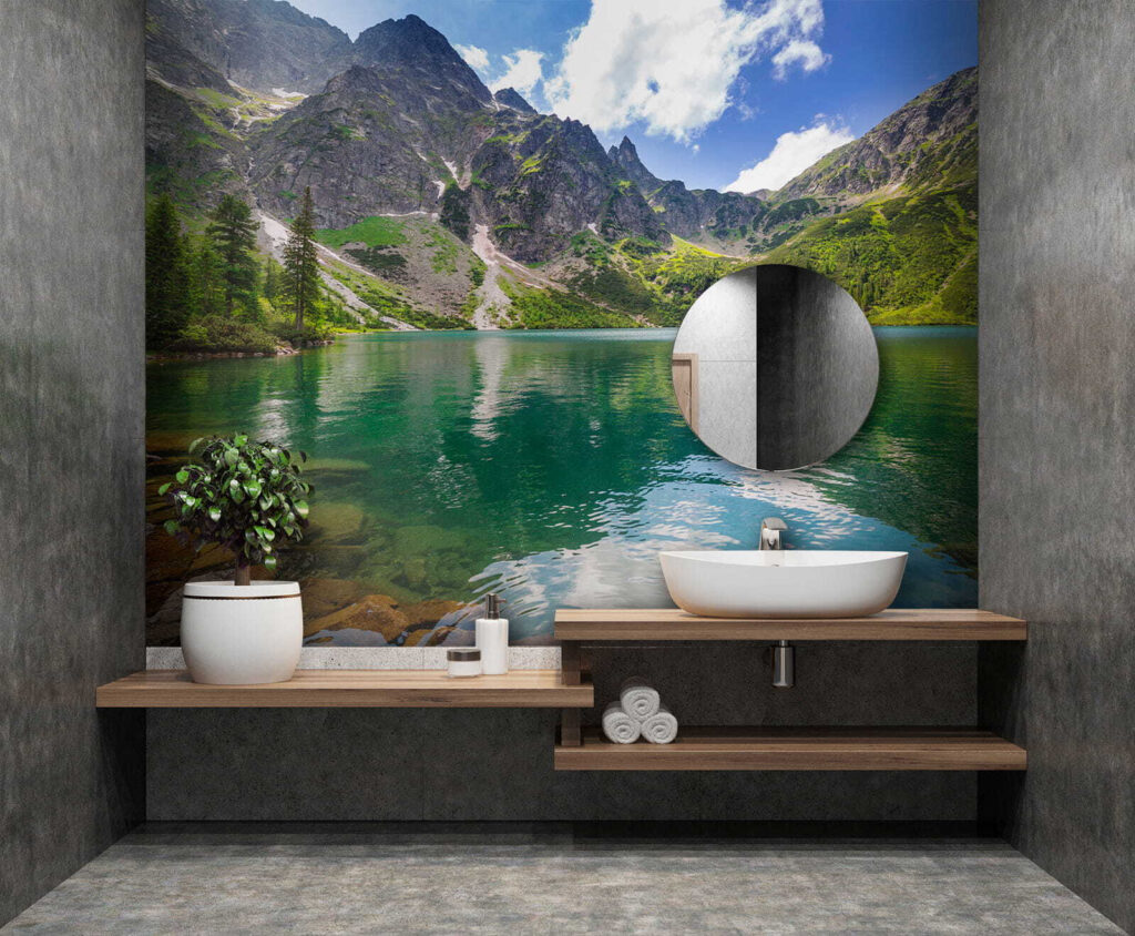 Lake surrounded by mountains Lake surrounded by mountains