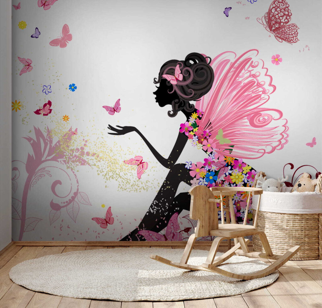 Woman sitting on a flowery dress Woman sitting on a flowery dress