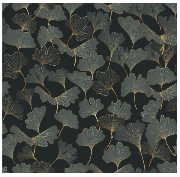 Pattern of leaves on a black background