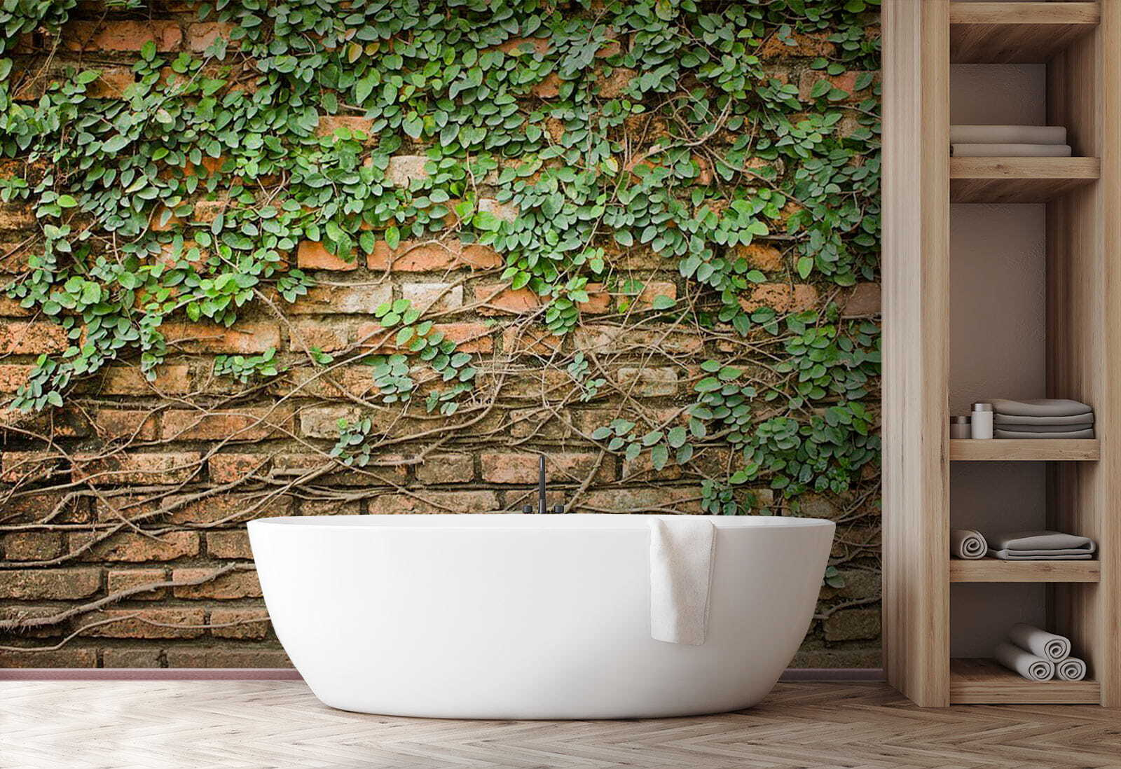 A brick wall with ivy growing on it A brick wall with ivy growing on it