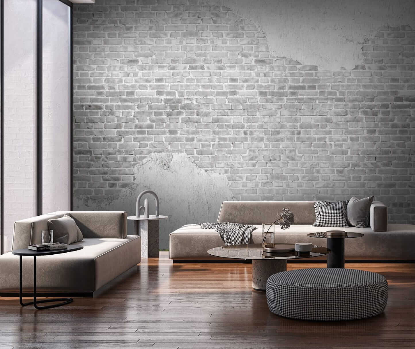 White brick wall with a white stain White brick wall with a white stain