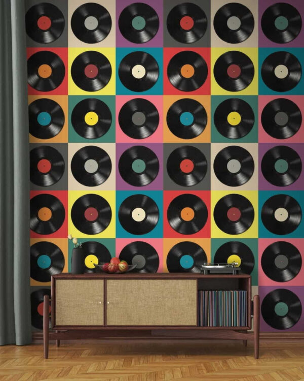 Vzor čiernych vinylových platní Vzor čiernych vinylových platní