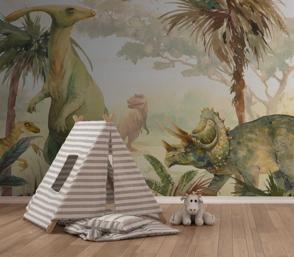 Group of dinosaurs in a forest Group of dinosaurs in a forest