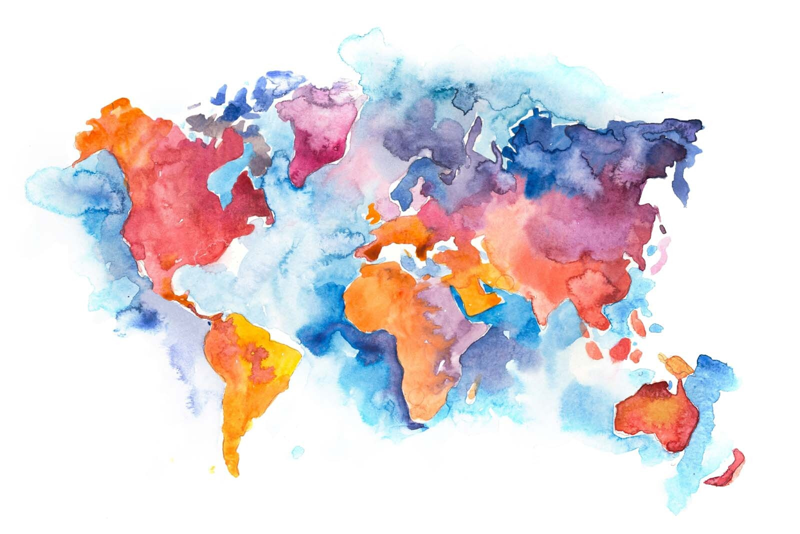Watercolor map of the world Watercolor map of the world