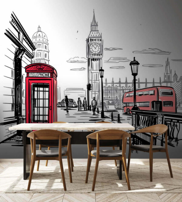 Fototapety Červená telefónna búdka a červený autobus na ulici (Katalógové číslo: u51068) Fototapety Fototapety Červená telefónna búdka a červený autobus na ulici (Katalógové číslo: u51068)