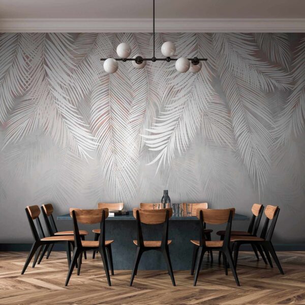 White leaves on a gray background