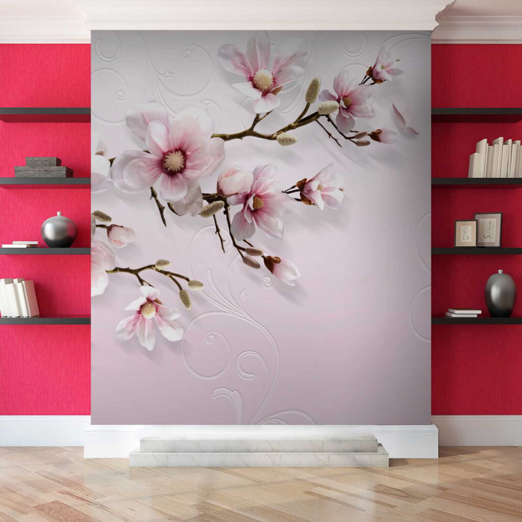 Delicate blossoms on soft pink backdrop