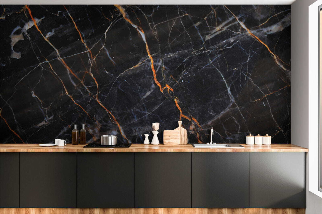 Black marble with fiery orange veins Black marble with fiery orange veins