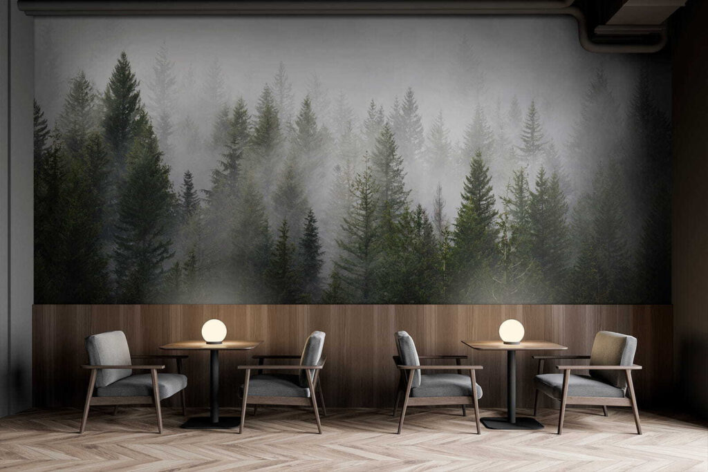 Group of trees in the fog Group of trees in the fog