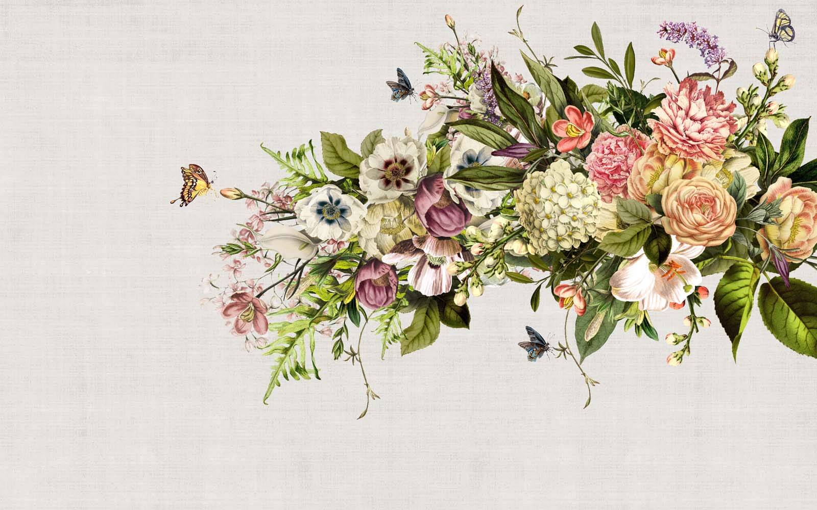 Motýľ letiaci nad kyticou kvetov u34636p - Motýľ letiaci nad kyticou kvetov - tegory