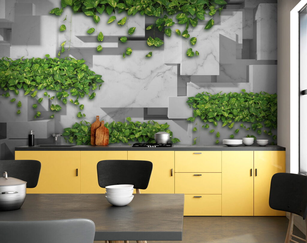 Wall with green leaves Wall with green leaves