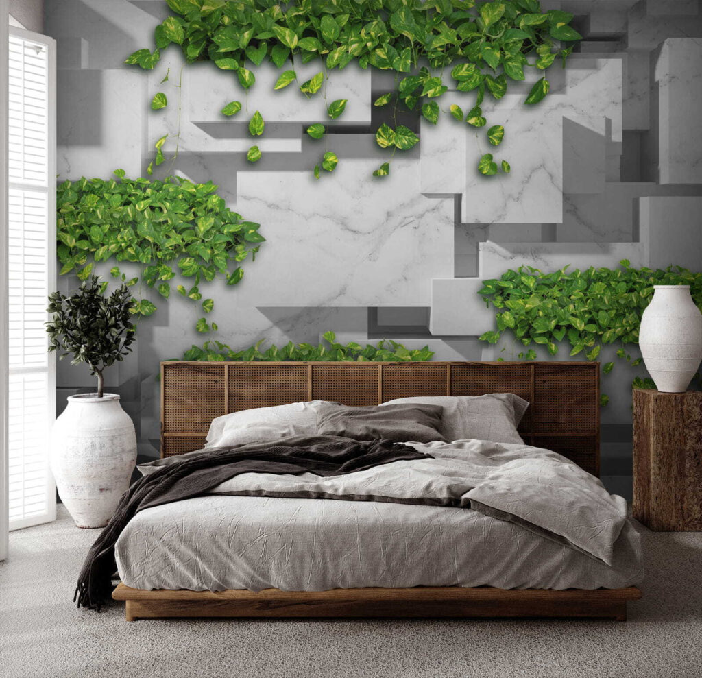 Wall with green leaves Wall with green leaves