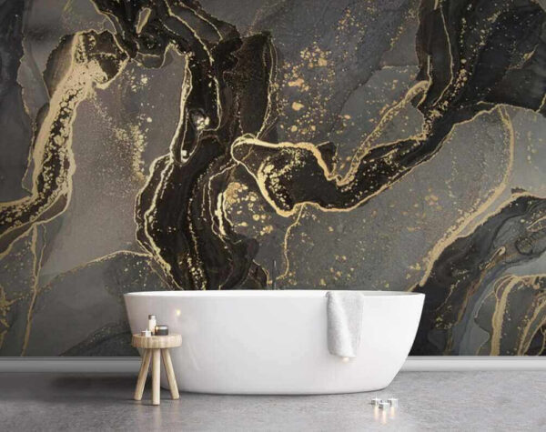 Elegant marbled black and metallic swirls