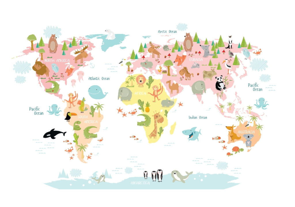 Mapa sveta so zvieratami Mapa sveta so zvieratami