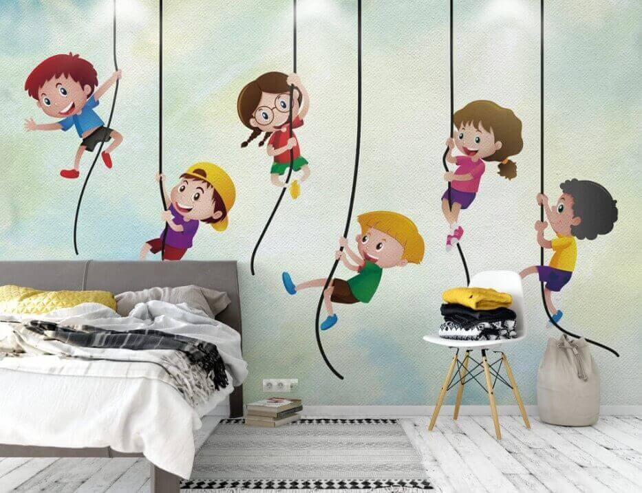 Skupina detí lezúcich po lanách u32016pir1m - Skupina detí lezúcich po lanách - tegory