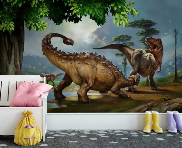 Maľba dinosaurov pri rieke Maľba dinosaurov pri rieke