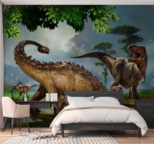 Maľba dinosaurov pri rieke Maľba dinosaurov pri rieke