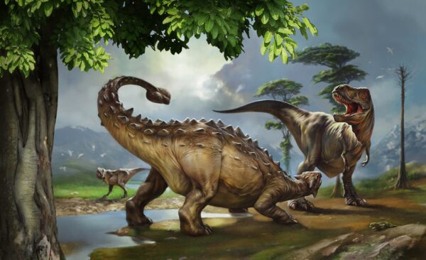 Maľba dinosaurov pri rieke Maľba dinosaurov pri rieke