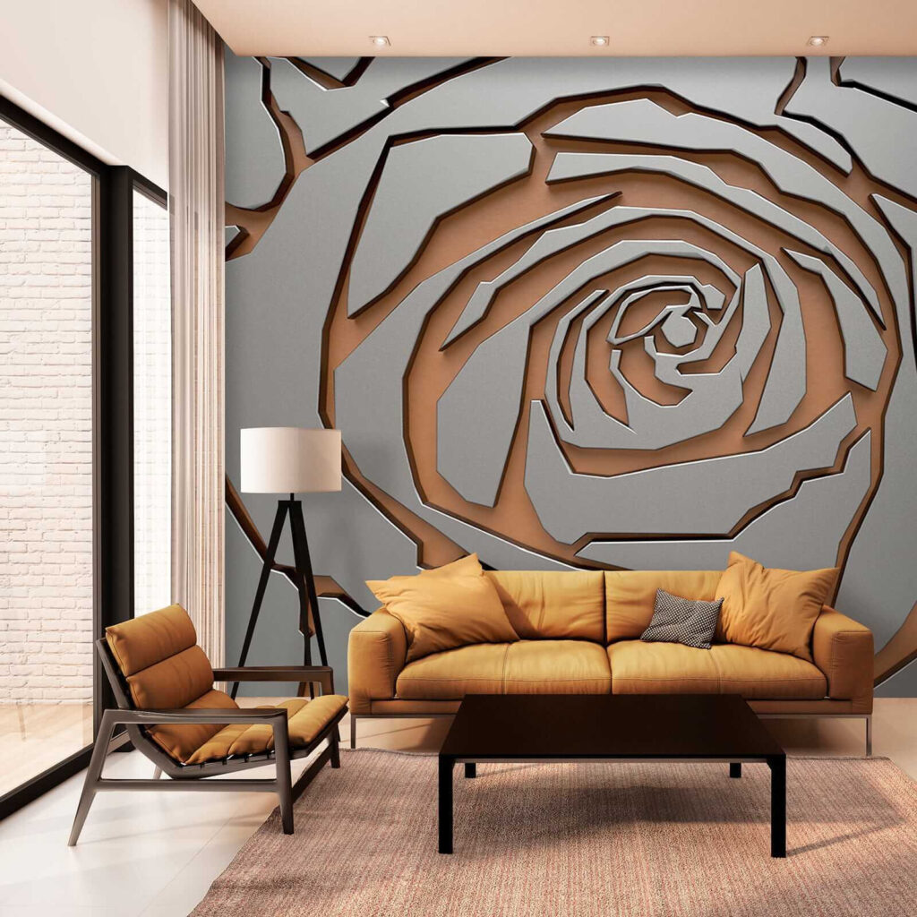 Abstract rose design in metallic texture