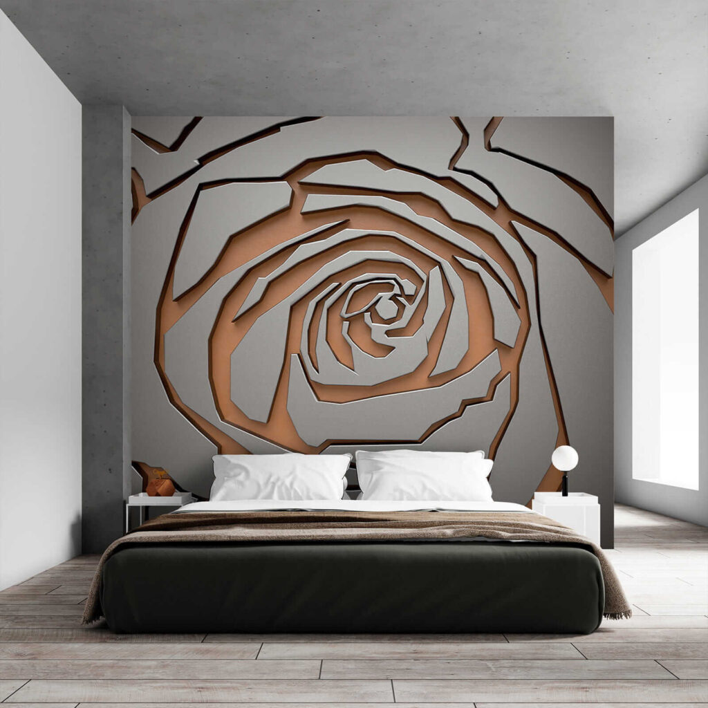 Abstract rose design in metallic texture
