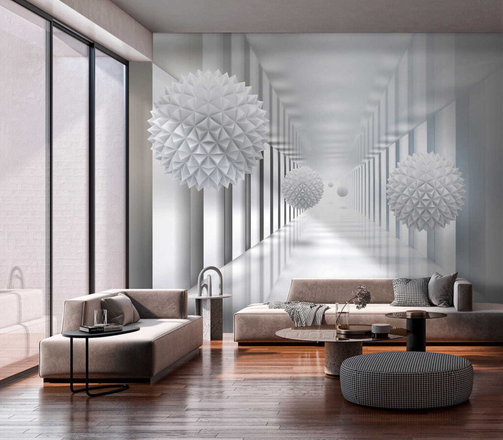 White room with white balls