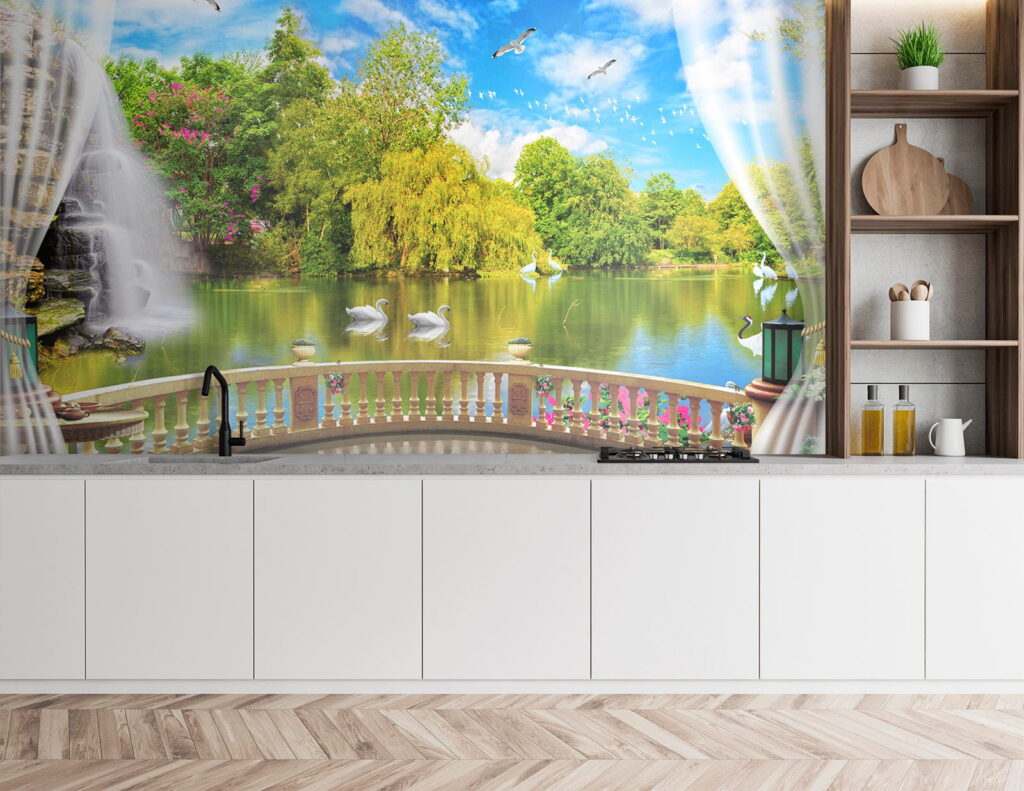 Pohľad na rybník s vtákmi a stromami u18753pik4 1024x791 - Pohľad na rybník s vtákmi a stromami - tegory