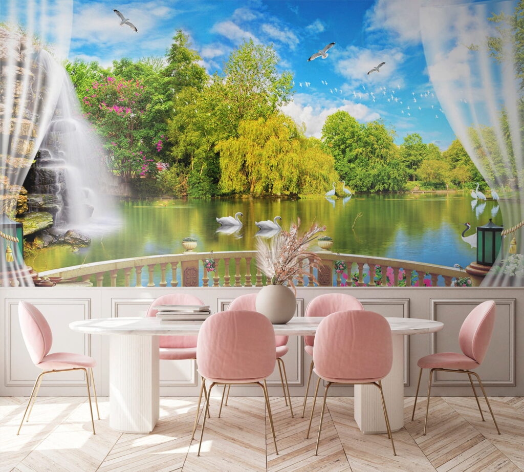 Pohľad na rybník s vtákmi a stromami u18753pik1 1024x922 - Pohľad na rybník s vtákmi a stromami - tegory