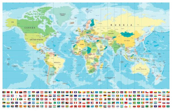 Mapa sveta s rôznymi vlajkami Mapa sveta s rôznymi vlajkami