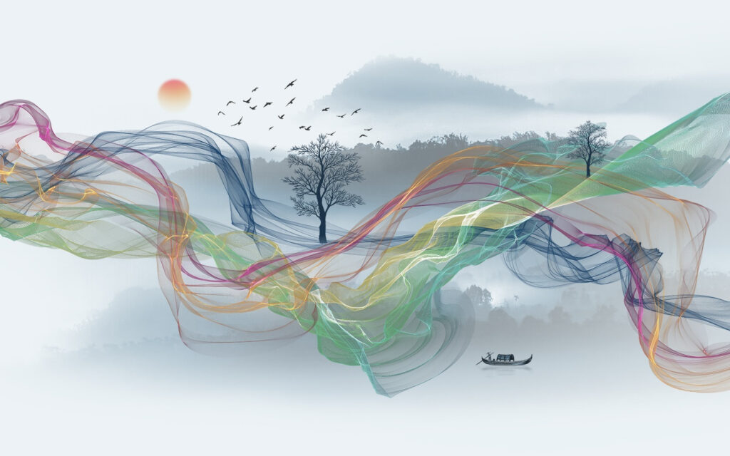 Colorful waves in the sky