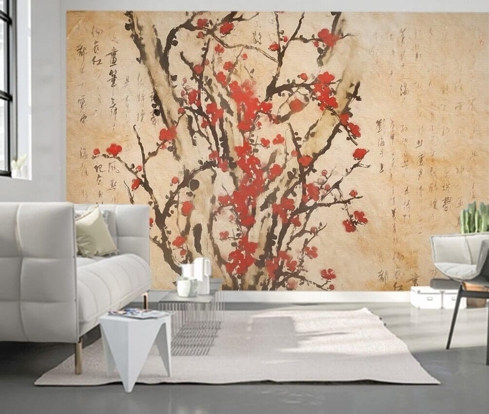 Maľba stromu s červenými kvetmi u10425pig2 - Maľba stromu s červenými kvetmi - tegory