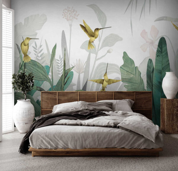 Hummingbirds flying over plants Hummingbirds flying over plants