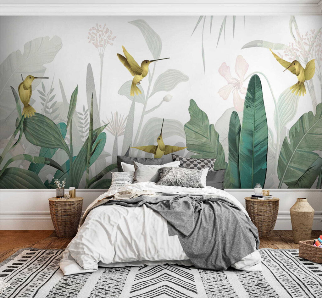 Hummingbirds flying over plants Hummingbirds flying over plants