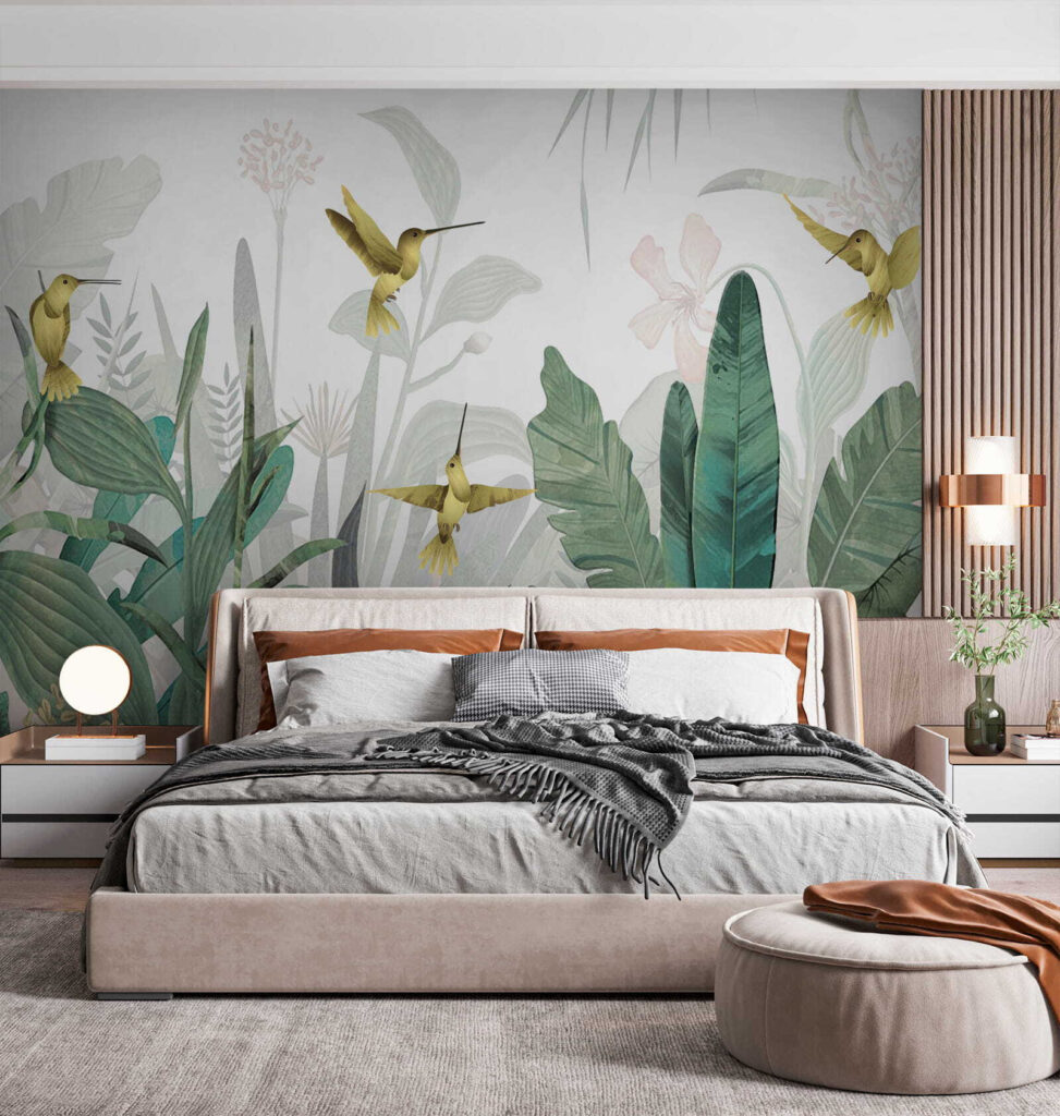 Hummingbirds flying over plants Hummingbirds flying over plants