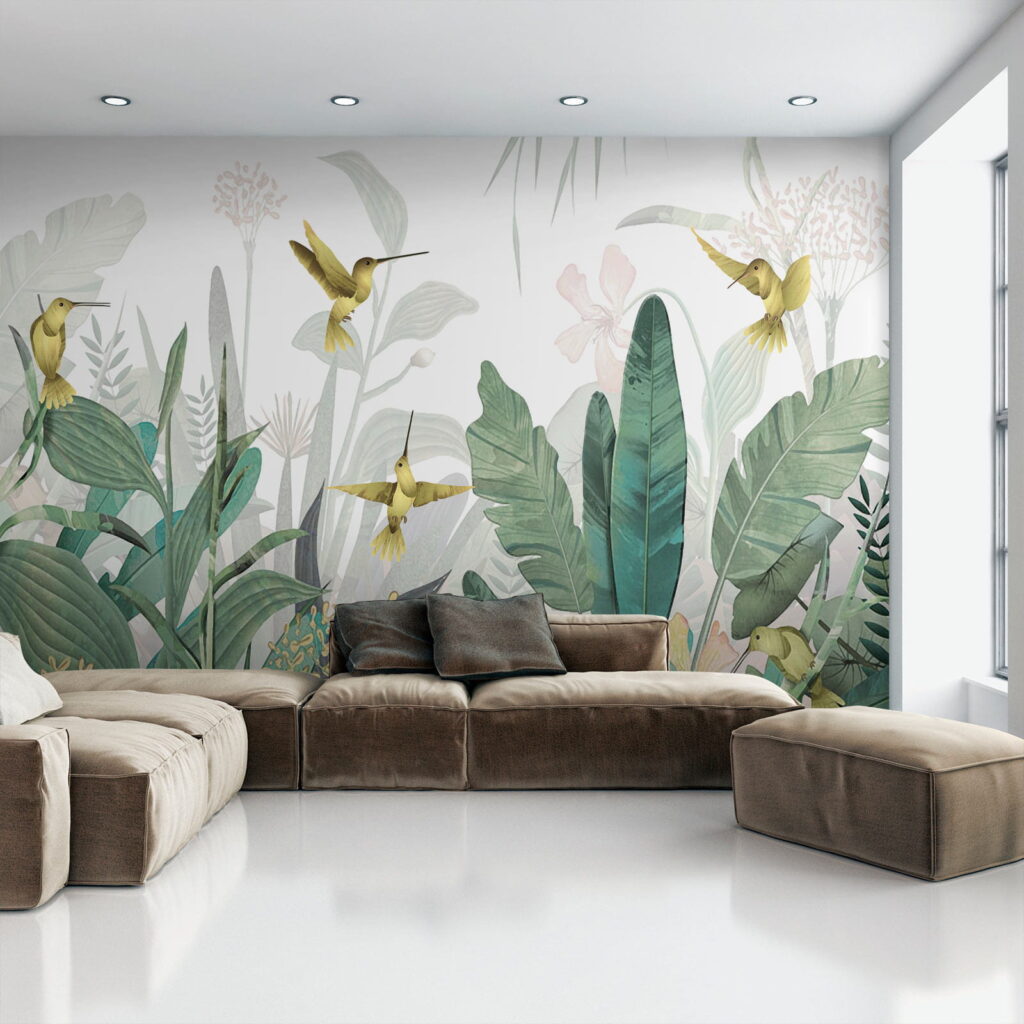 Hummingbirds flying over plants Hummingbirds flying over plants