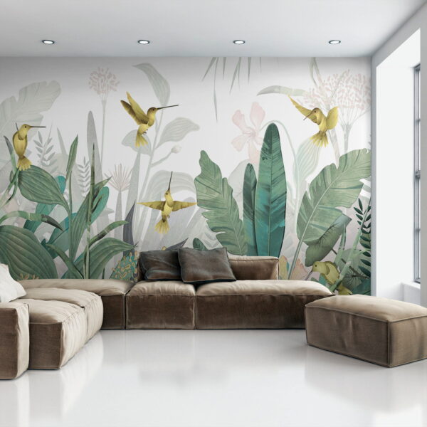 Hummingbirds flying over plants Hummingbirds flying over plants