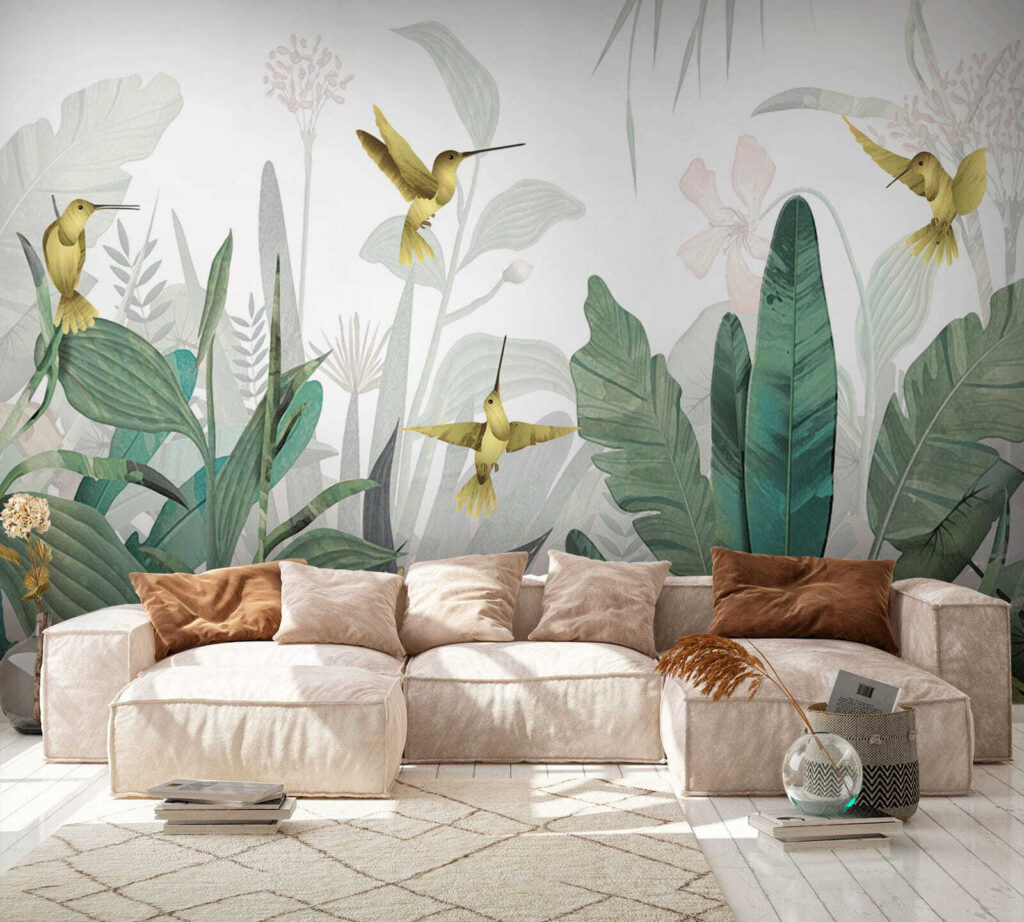 Hummingbirds flying over plants Hummingbirds flying over plants