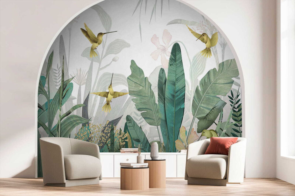 Hummingbirds flying over plants Hummingbirds flying over plants