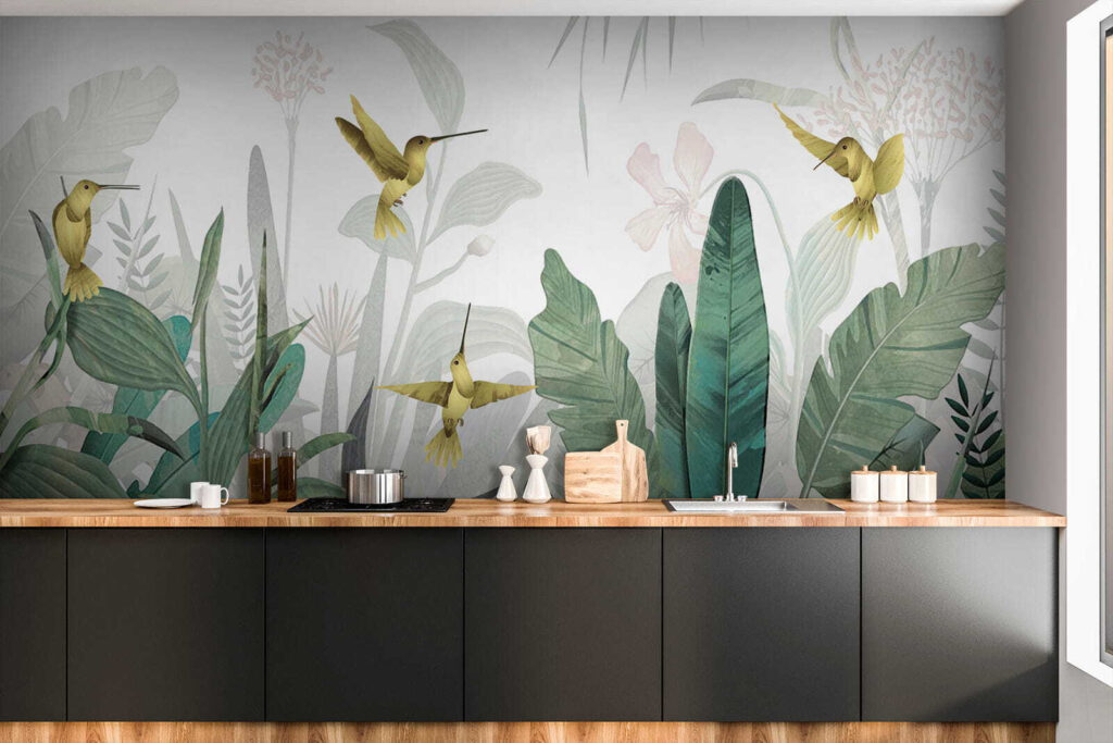 Hummingbirds flying over plants Hummingbirds flying over plants