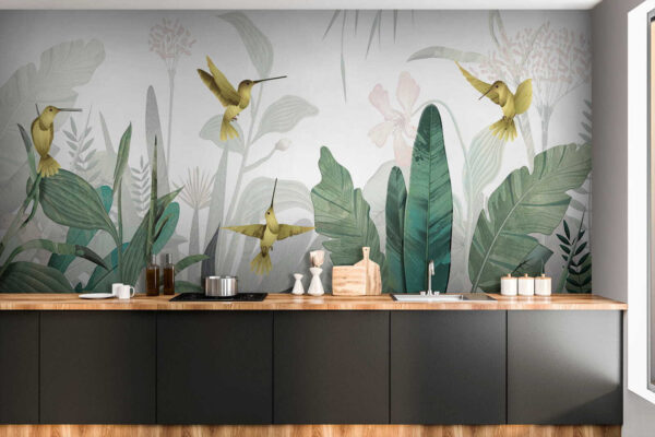 Hummingbirds flying over plants Hummingbirds flying over plants