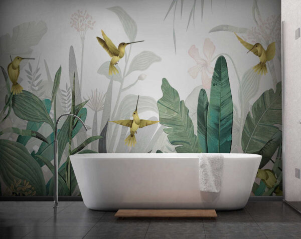 Hummingbirds flying over plants Hummingbirds flying over plants