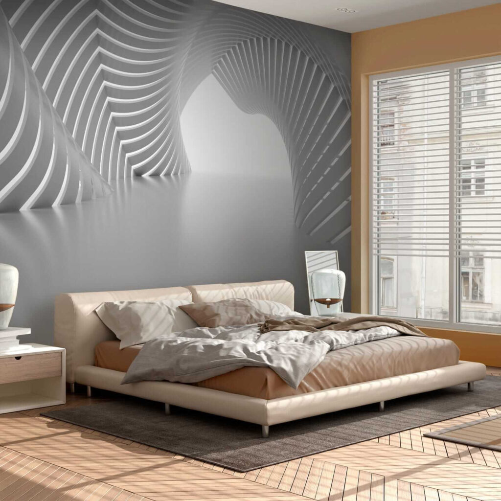 White tunnel with curved lines White tunnel with curved lines