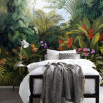 Fototapety Maľba lesa s kvetmi