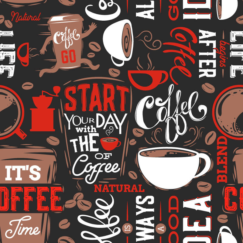 u03080p - Vzor šálok na kávu a kávových zŕn - tegory