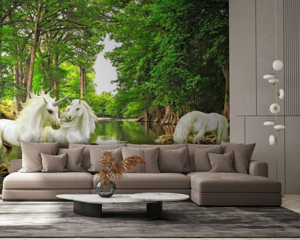 u05099pig58 1024x819 - Skupina bielych jednorožcov v rieke - tegory