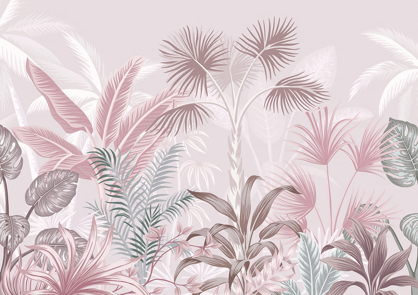Tropical foliage in soft pastel hues Tropical foliage in soft pastel hues