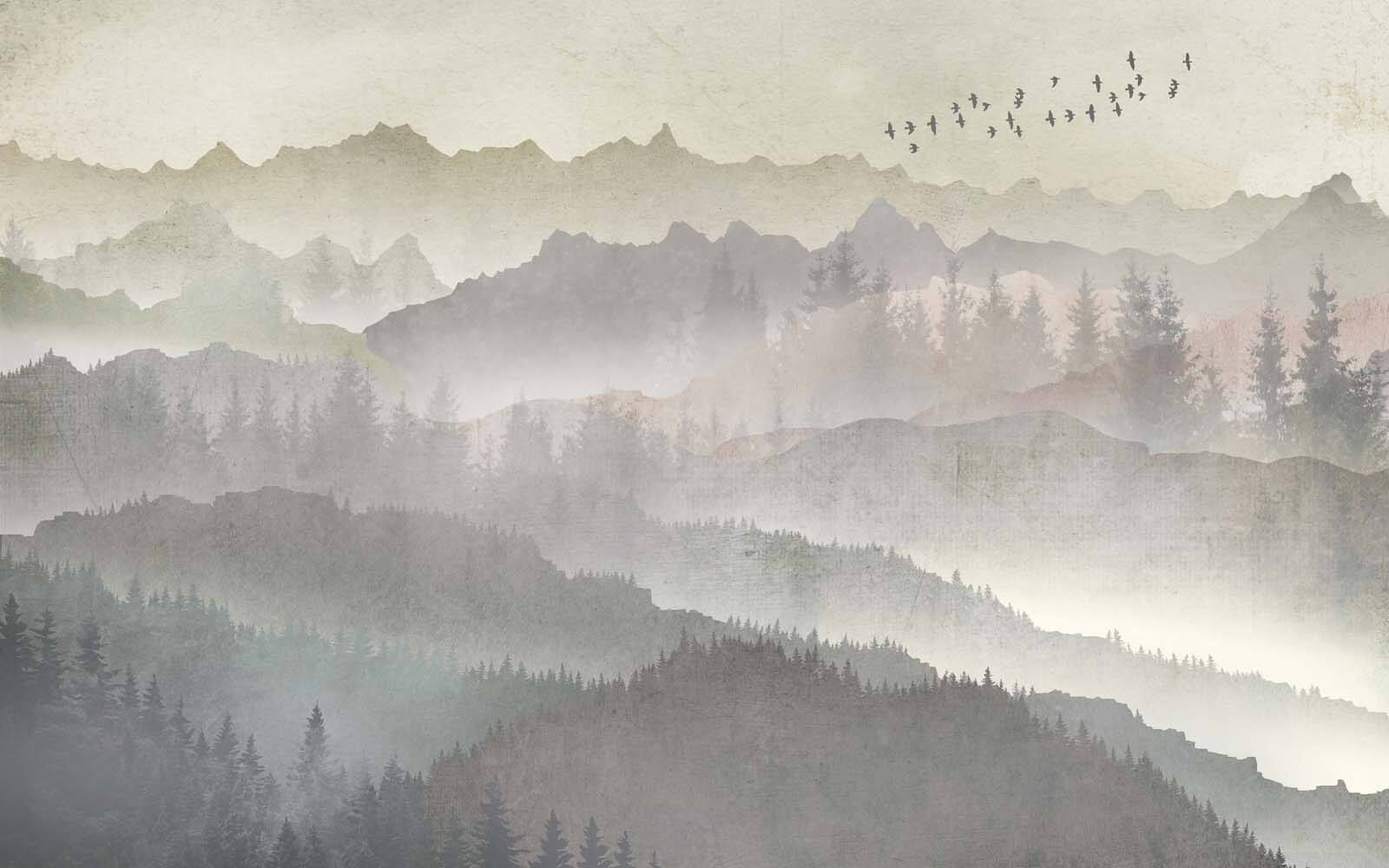 u09274p - Vtáky letiace nad pohorím - tegory