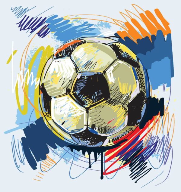 Futbalová lopta s farebnými čmáranicami Futbalová lopta s farebnými čmáranicami