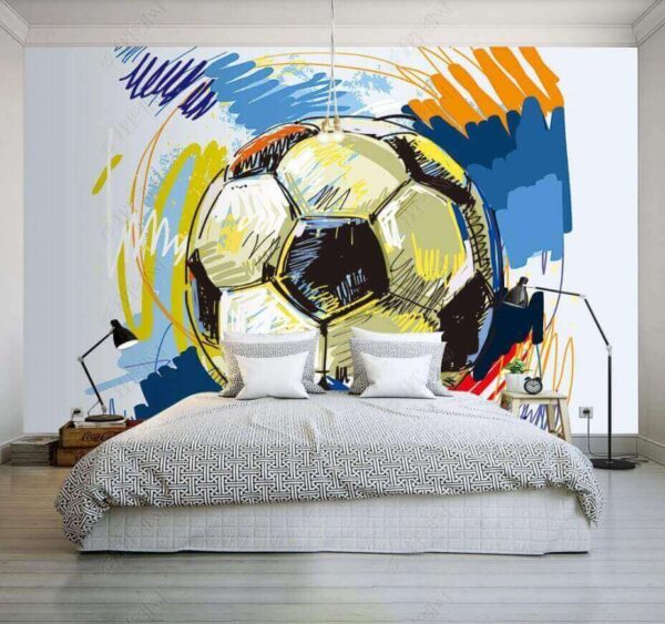 Futbalová lopta s farebnými čmáranicami Futbalová lopta s farebnými čmáranicami